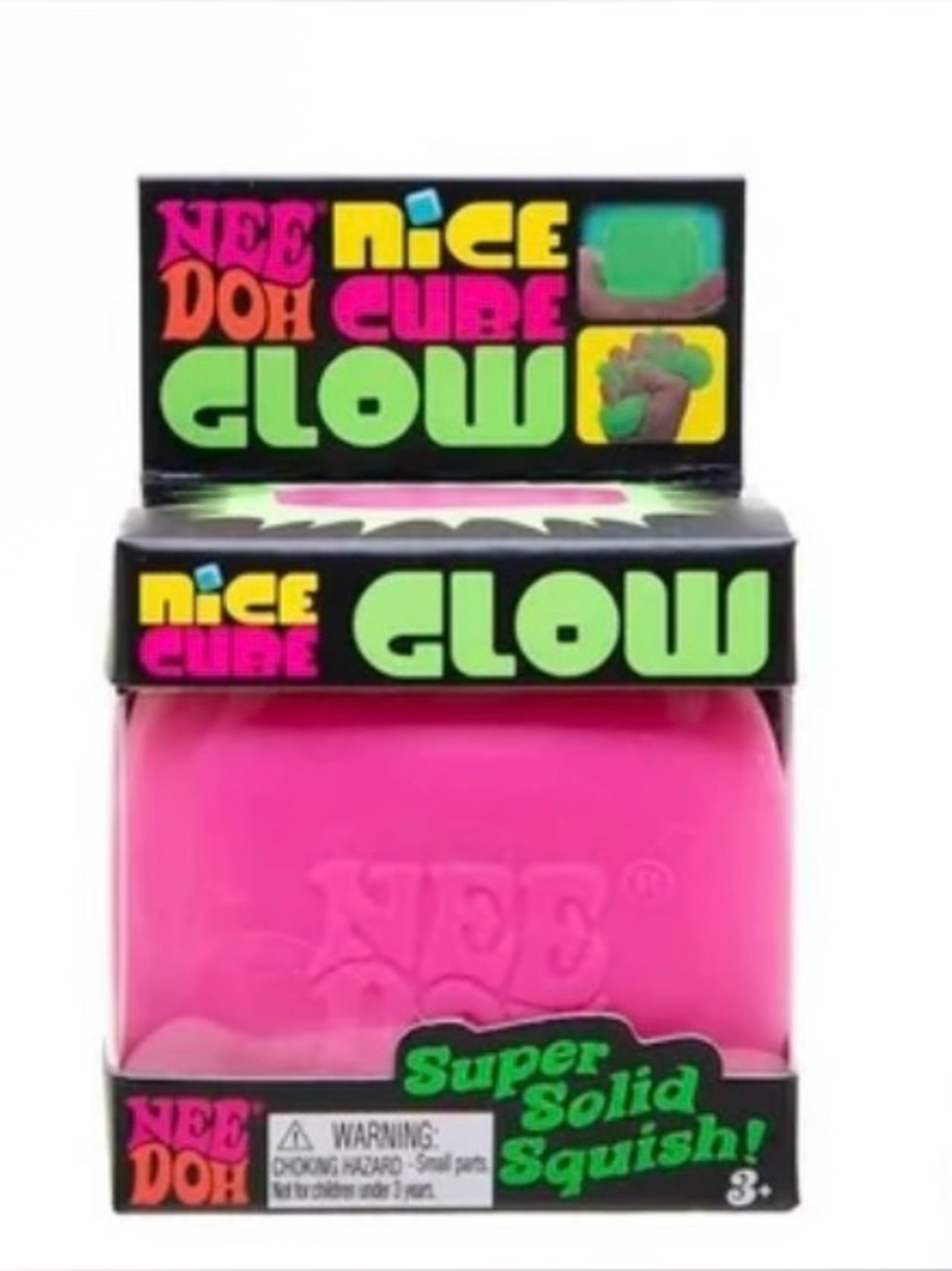NeeDoh Nice Cube Glow Super Solid Squish - Pink